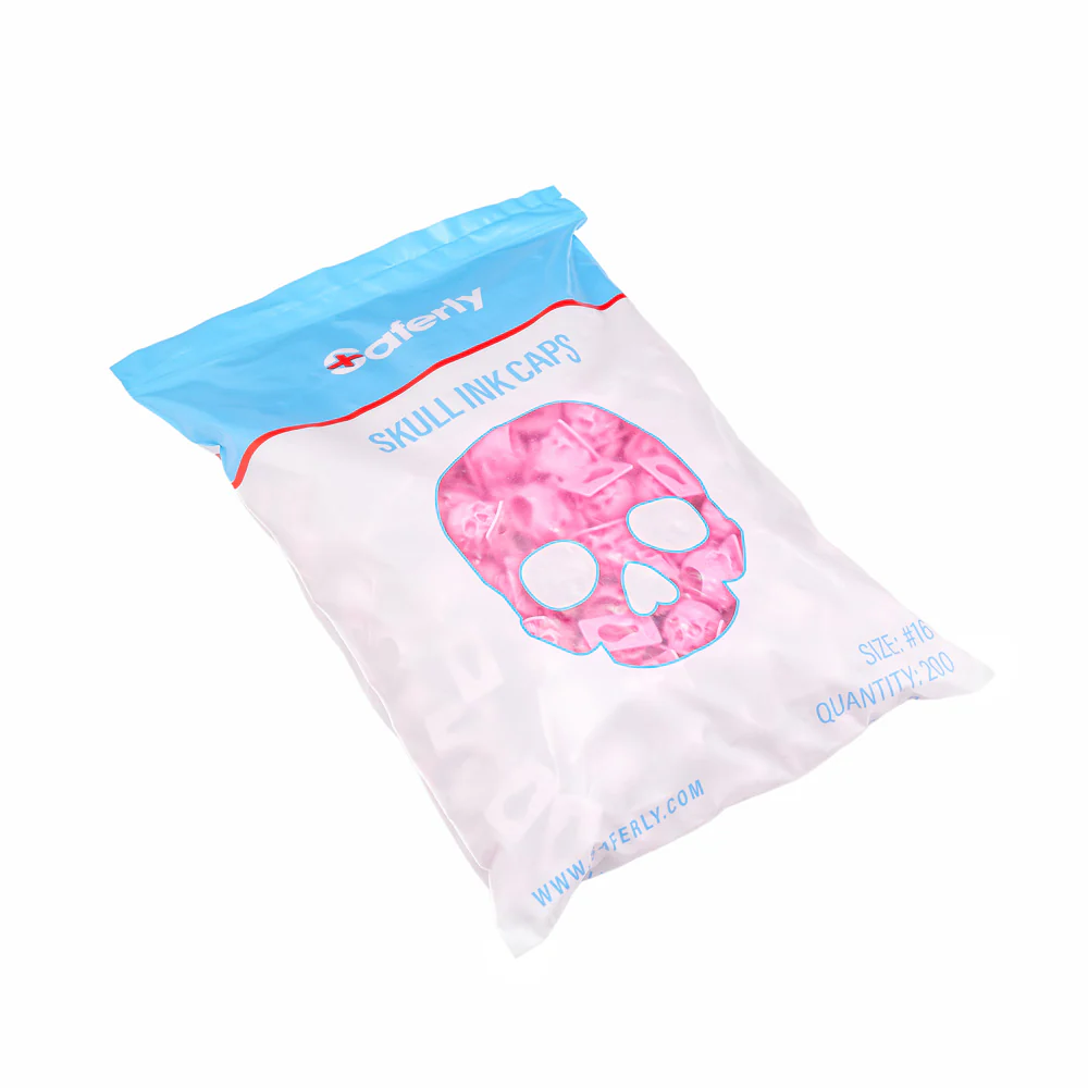 Saferly Skull Silicone Ink Caps —Size #16 (Large) — Bag of 200 — Pick Color - Image 8