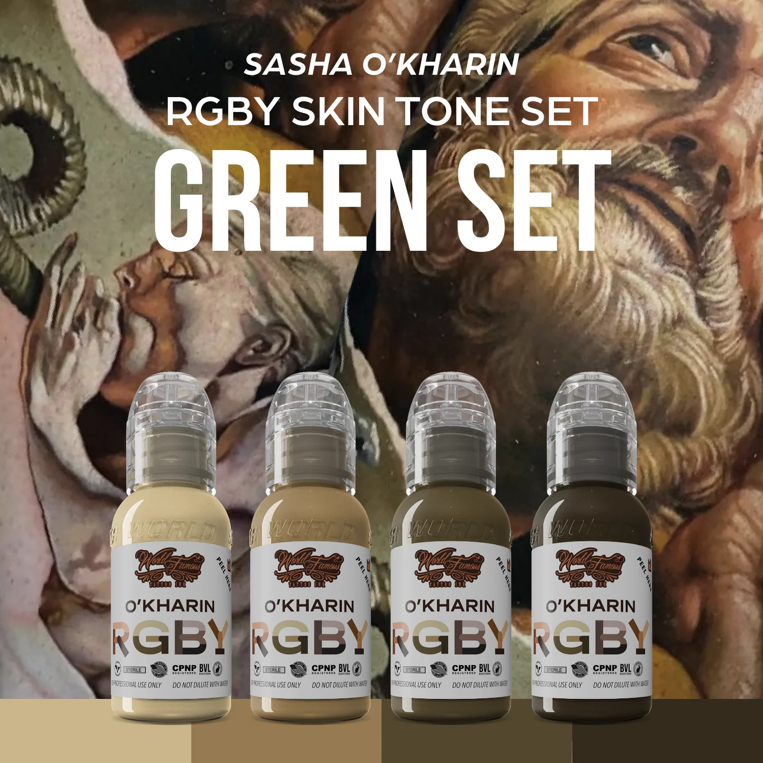 Sasha O’Kharin RGBY Skin Tone Green Mini Set of 4 Colors — World Famous — 1oz - Image 2